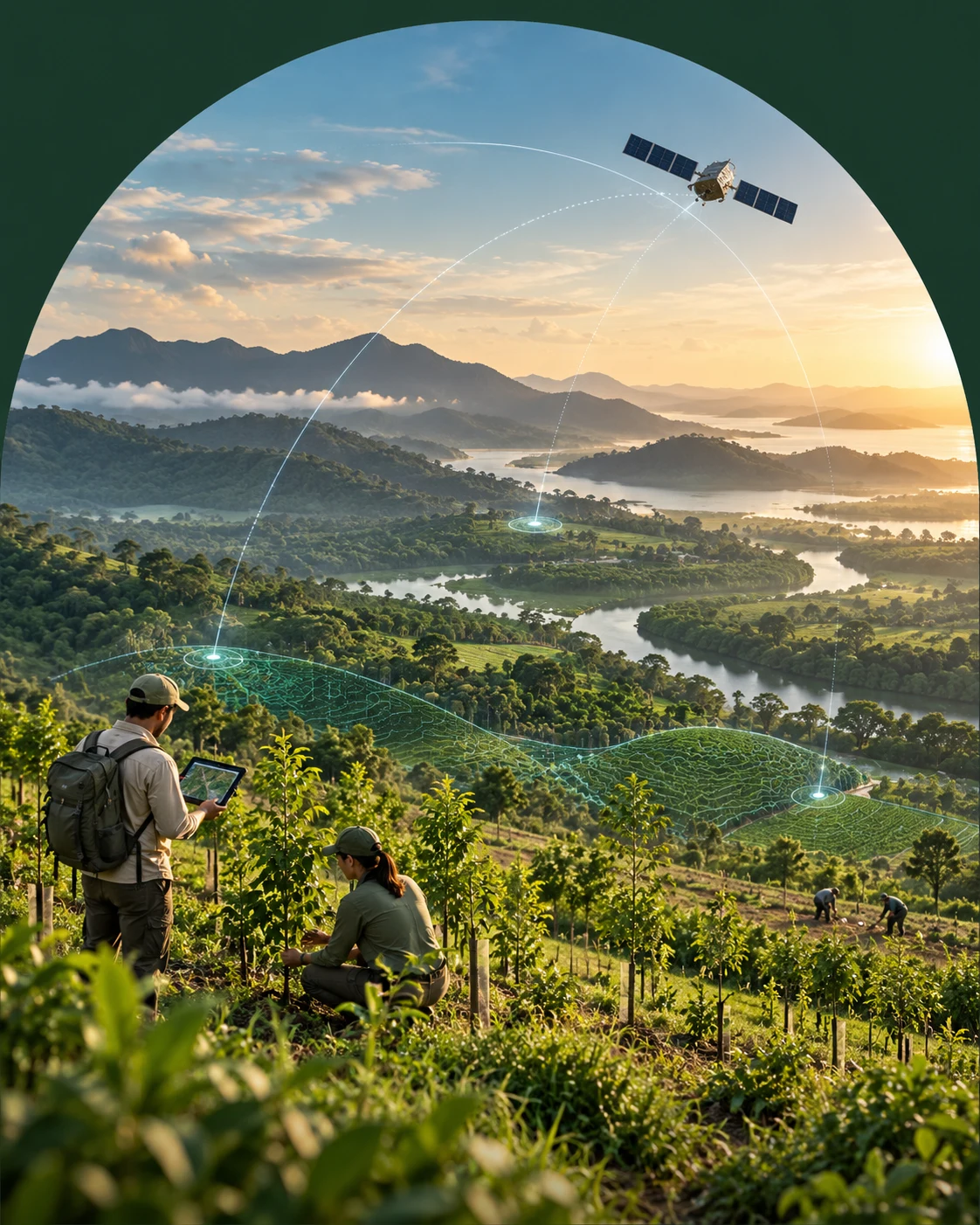 Technology-enabled climate project monitoring across regenerative landscapes, satellite observation and field implementation
